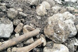 Spomenici i ljudske kosti na deponiji