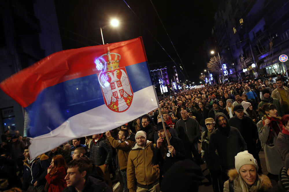 Detalj sa jednog od protesta u Beogradu, Foto: Beta-AP