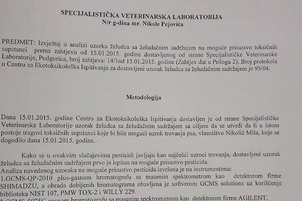 Izvještaj, veterinarska laboratrija (Novina)