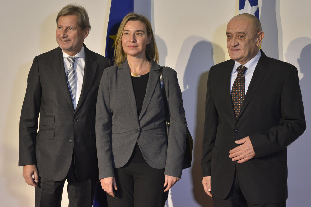 Johanes Han, Federika Mogerini, Vjekoslav Bevanda, Foto: Beta/AP