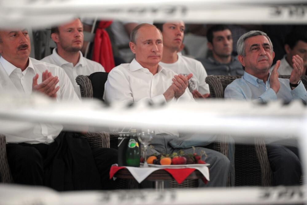 Vladimir Putin, Ilham Alijev, Serž Sarkisijan, Foto: Beta/AP