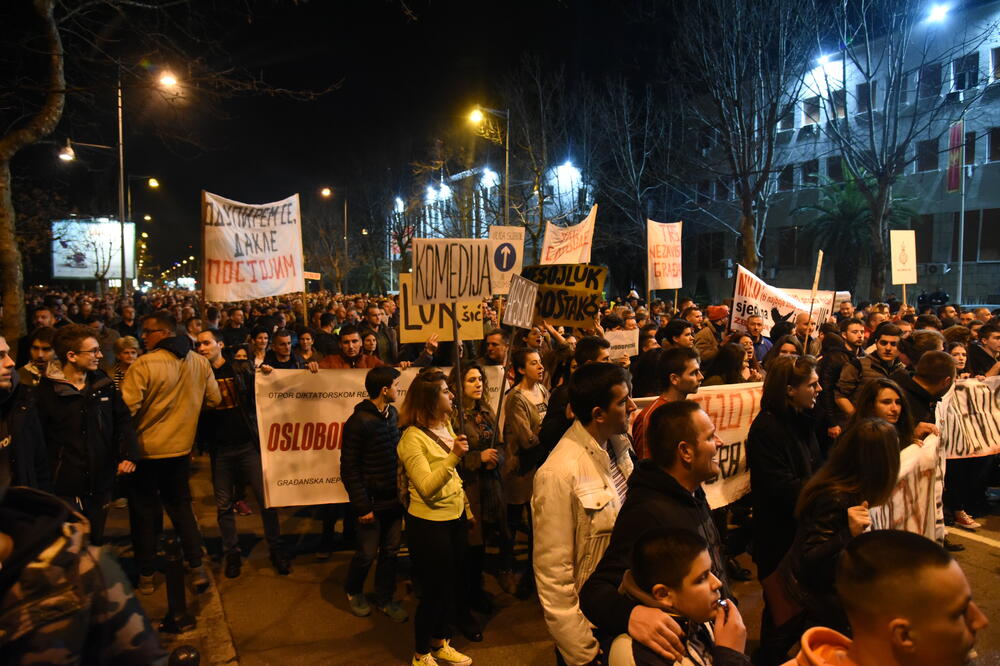 Sa protesta u Podgorici održanog 16. martza, Foto: Boris Pejović