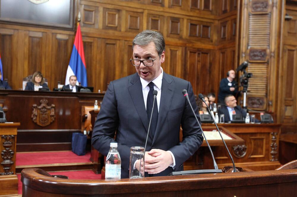 Aleksandar Vučić danas tokom Posebne sjednice Skupštine Srbije, Foto: Betaphoto