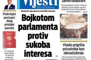 Naslovna strana "Vijesti" za 22. oktobar