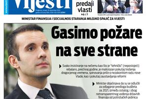 Naslovna strana "Vijesti" za 29. decembar 2020.