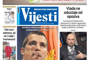 Naslovna strana "Vijesti" za 6. januar 2021. godine