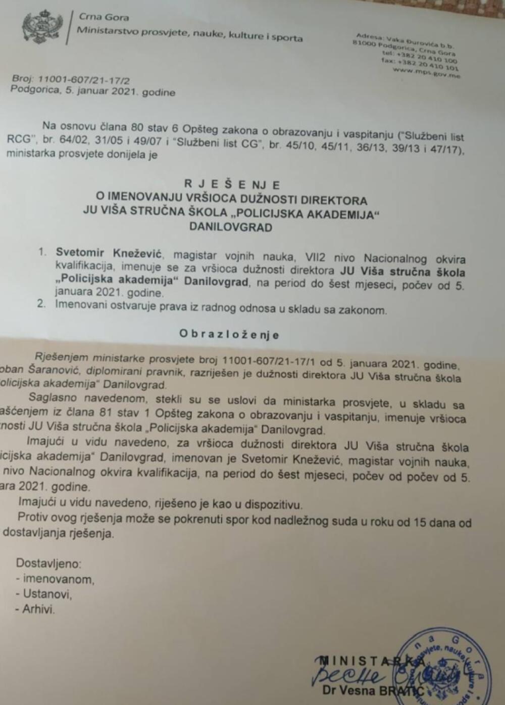 rješenje Šaranović