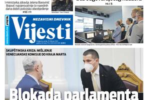 Naslovna strana "Vijesti" za petak 19. februar 2021. godine