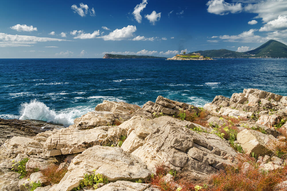 View from one of secluded rocky beaches