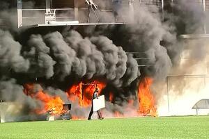 Požar na stadionu, Englezi su na njemu trenirali tri sata ranije