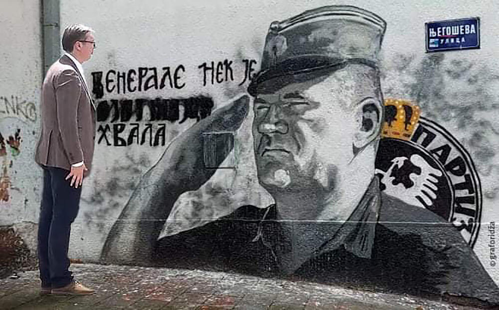Mural Ratku Mladiću, Aleksandar Vučić