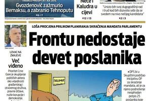 Naslovna strana "Vijesti" za utorak 14. decembar