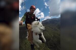 VIDEO Čovjek i pas zajedno lete paraglajderom