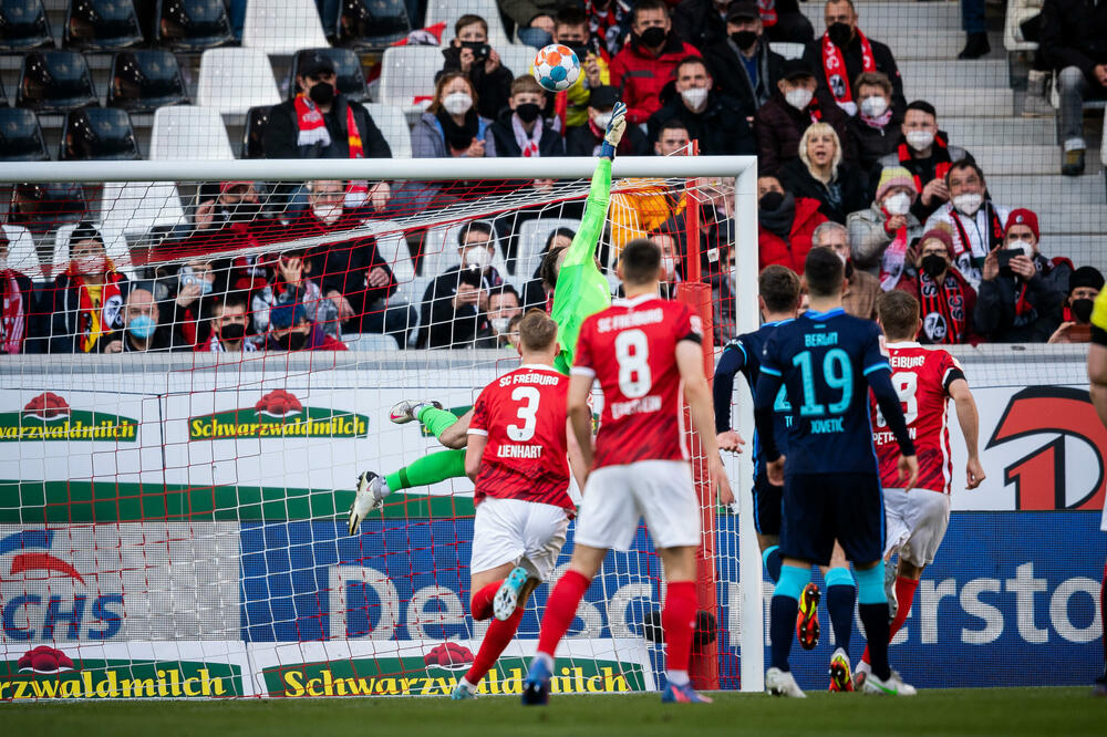 Fleken je bio raspoložen na golu Frajburga, Foto: Twitter.com/HerthaBSC