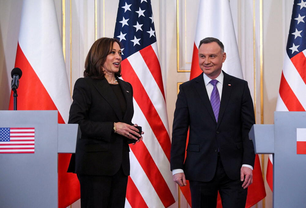 Potpredsjednica SAD Kamala Haris i poljski predsjednik Andžej Duda prošle nedjelje u Varšavi