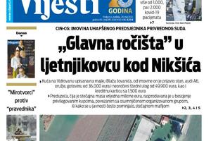 Naslovna strana "Vijesti" za 29. maj 2022.