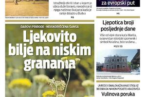 Naslovna strana "Vijesti" za 3. jul 2022.