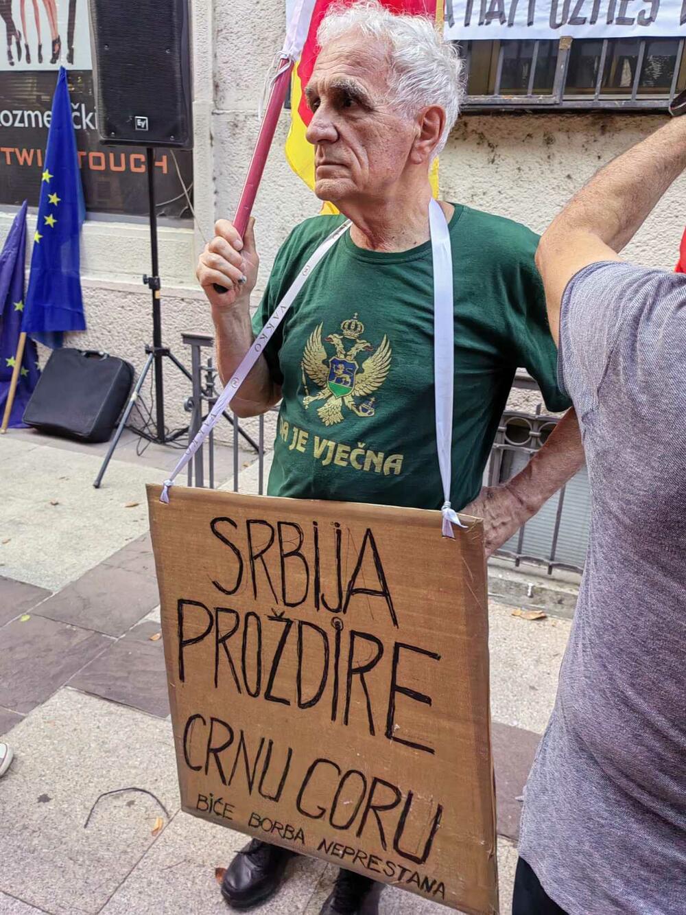 <p>Protestu prisustvuju poslanica Socijaldemokratske partije (SDP) Draginja Vuksanović Stanković, portparol Socijaldemokrata (SD) Nikola Zirojević...</p>