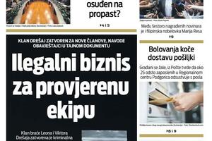 Naslovna strana "Vijesti" za srijedu 24. avgust 2022. godine