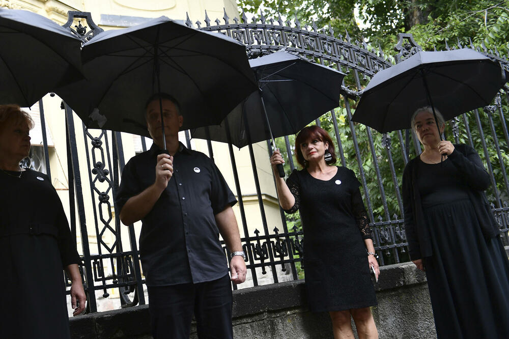 Protest članova sindikata prosvjete u Budimpešti 