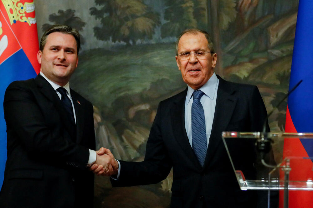 Lavrov i Selaković nakon sastanka u Moskvi u aprilu 2021, Foto: Rojters