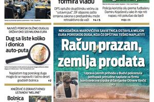 Naslovna strana "Vijesti" za 2. novembar 2022.