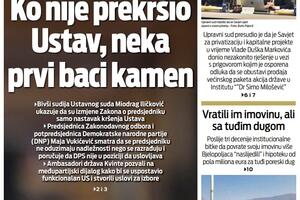 Naslovna strana "Vijesti" za 4. novembar 2022.