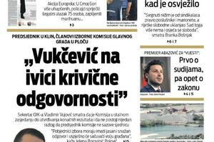 Naslovna strana "Vijesti" za 5. novembar 2022.