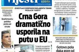 Naslovna strana "Vijesti" za utorak, 15. novembar 2022. godine