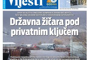 Naslovna strana "Vijesti" za 20. novembar 2022.