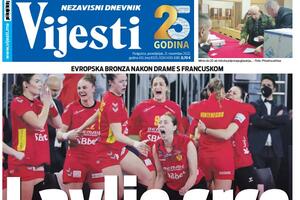Naslovna strana "Vijesti" za 21. novembar 2022.