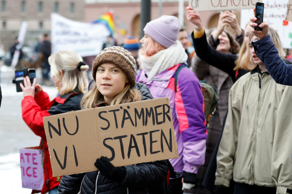 Greta Tunberg tokom demonstracija koje je održala omladinska klimatska organizacija Aurora, Foto: Reuters