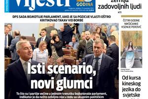 Naslovna strana "Vijesti" za 27. novembar 2022.
