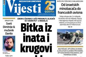 Naslovna strana "Vijesti" za 28. novembar 2022.