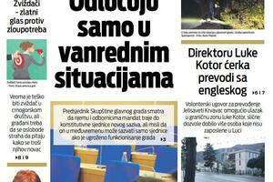 Naslovna strana "Vijesti" za petak, 9. decembar 2022. godine