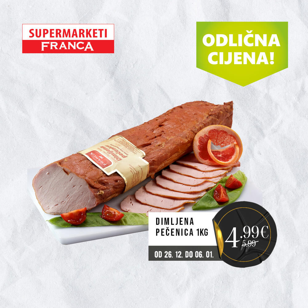 <p>Posjetite obližnji supermarket Franca i uživajte u našoj prazničnoj ponudi od 26.12 do 15.01.2023.godine.</p>