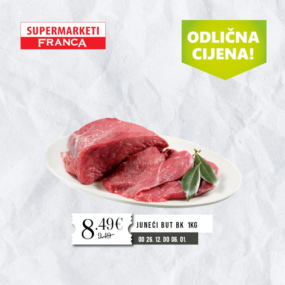 <p>Posjetite obližnji supermarket Franca i uživajte u našoj prazničnoj ponudi od 26.12 do 15.01.2023.godine.</p>