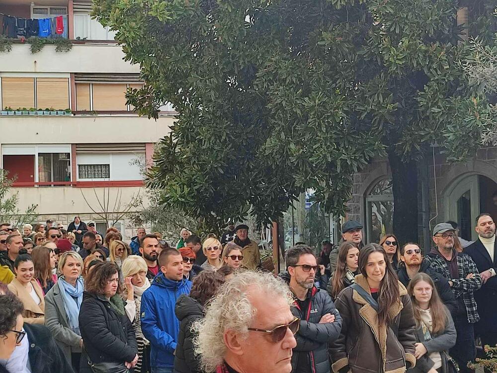 <p>Među okupljenima je bilo više glumaca, reditelja, pozorišnih i kulturnih radnika iz Crne Gore. Na protestu su bili i funkcioneri i lokalni rukovodioci opozicionih partija DPS, SDP, SD i HGI, a tu je bila i poslanica DPS u Skupštini Jovanka Laličić i potpredsjednik SDP-a Aleksandar Đurović</p>