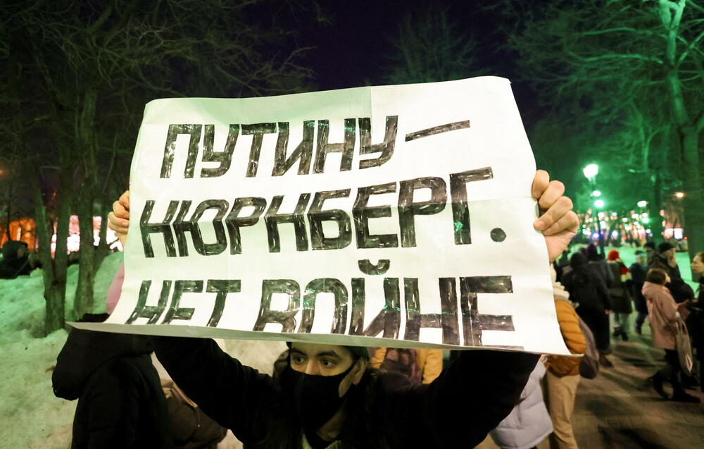 Sa antiratnih protesta u Moskvi u februaru 2022.