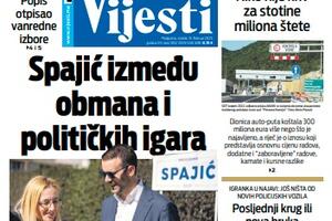 Naslovna strana "Vijesti" za 15. februar 2023.