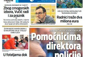Naslovna strana "Vijesti" za srijedu 22. februar