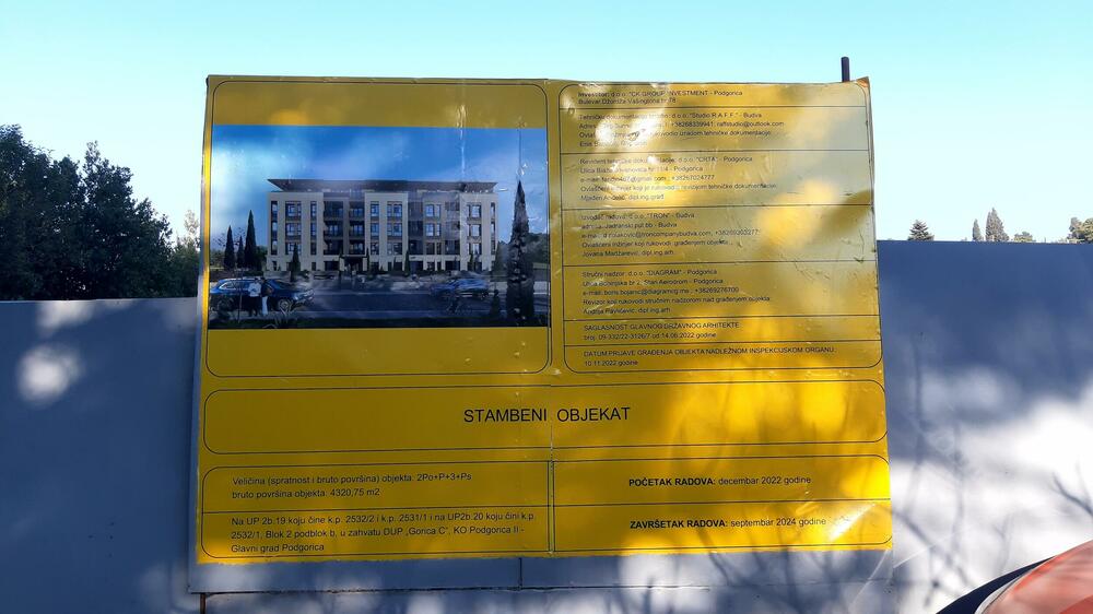 <p>Prema Detaljnom urbanističkom planu "Gorica C" iz 2005. godine, kako je ispričao Srđan Laković, ovdje su bila predviđena dva porodična stambena objekta. Laković je podsjetio da je 2019. rađen novi DUP, na koji su „zeleno svjetlo“ dali i gradski parlament i nadležno ministarstvo</p>