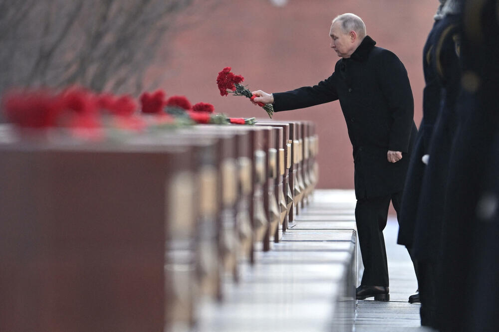 Putin na ceremoniji Dana branilaca otadžbine, i prve godišnjice invazije na Ukrajinu, Foto: REUTERS