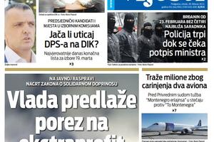 Naslovna strana "Vijesti" za 28. februar 2023. godine