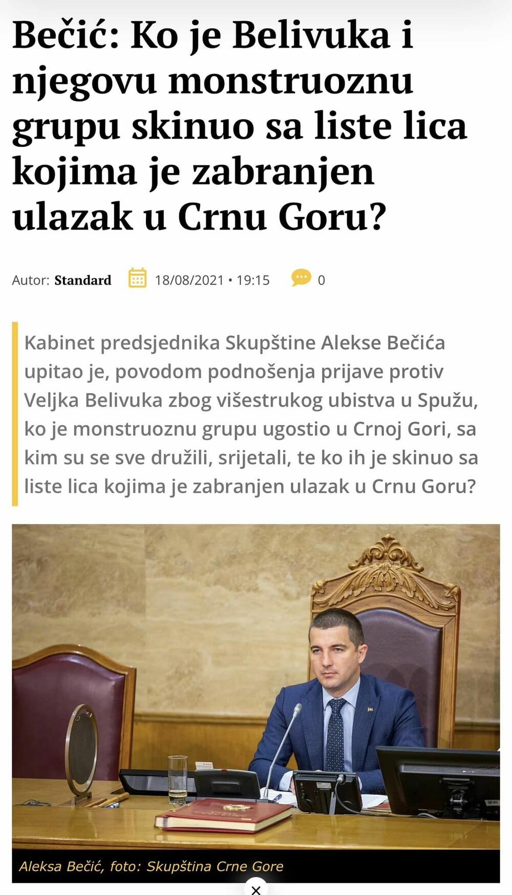 <p>"Zamislite institucionalni slom jedne zemlje u kojoj su najviši rukovodici sudstva, tužilaštva, bezbjednosnog sektora i drugih djelova sistema po riječima nadležnih zapravo bili kuriri i sluge mafije"</p>