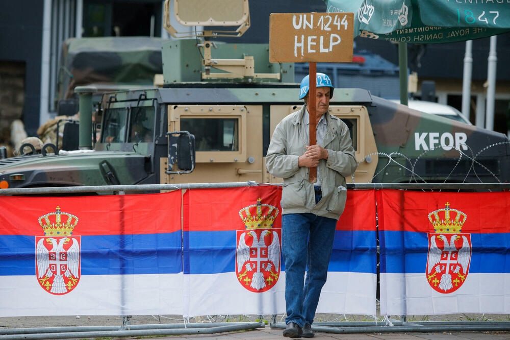 Sa protesta Srba na Kosovu, Foto: Reuters