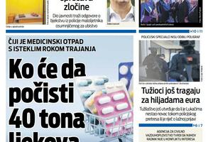 Naslovna strana "Vijesti" za utorak 29. avgust
