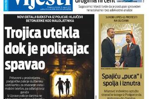 Naslovna strana "Vijesti" za 31. avgust 2023.