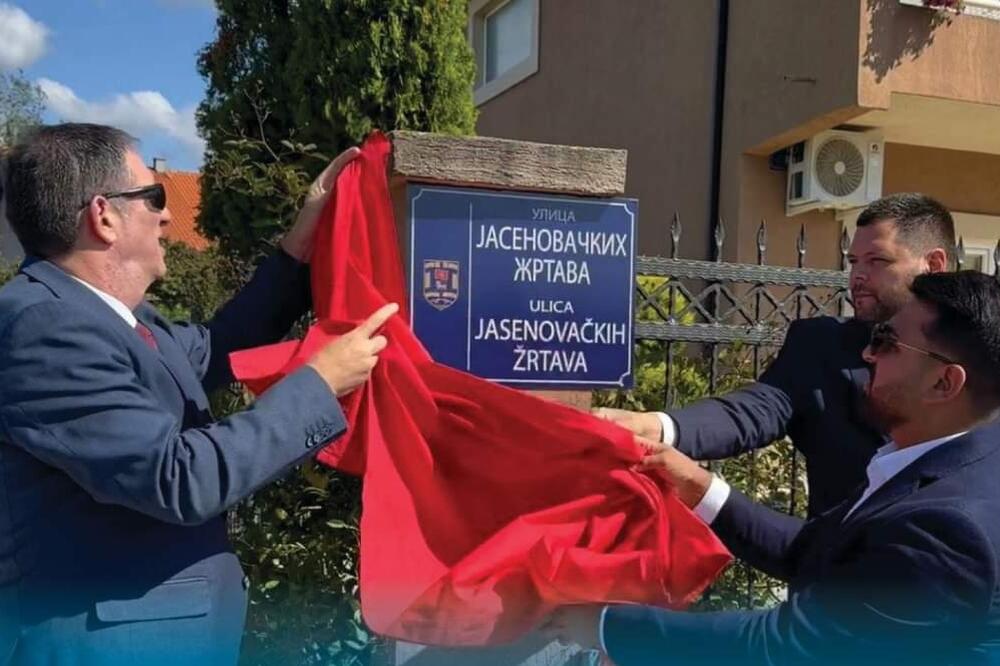 Otkrivena tabla sa nazivom "Ulica jasenovačkih žrtava" u Rudom polju, Foto: Opština Nikšić