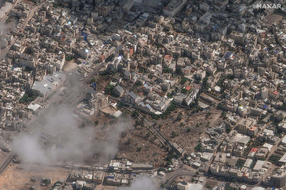 Snimak iz vazduha nakon eksplozije u bolnici u Gazi, Foto: Reuters